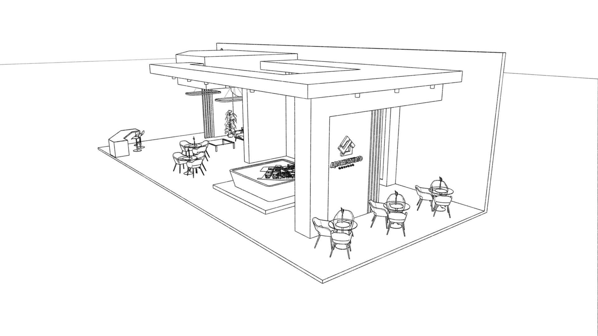 Real estate booth 20m x 8m 3D model 3D model_20
