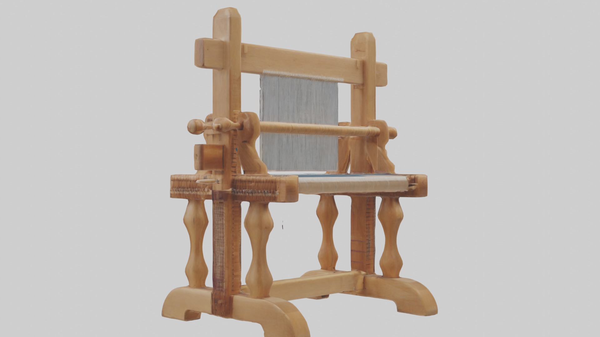 Wooden Weaving Loom Low-poly 3D model_1
