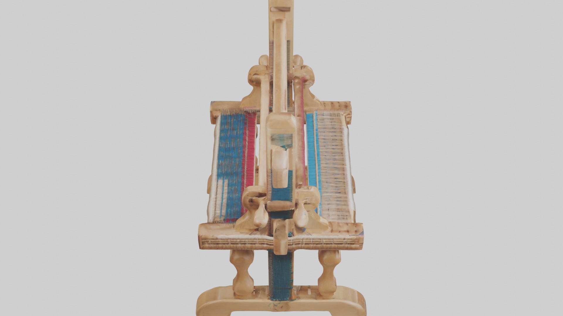 Wooden Weaving Loom Low-poly 3D model_12