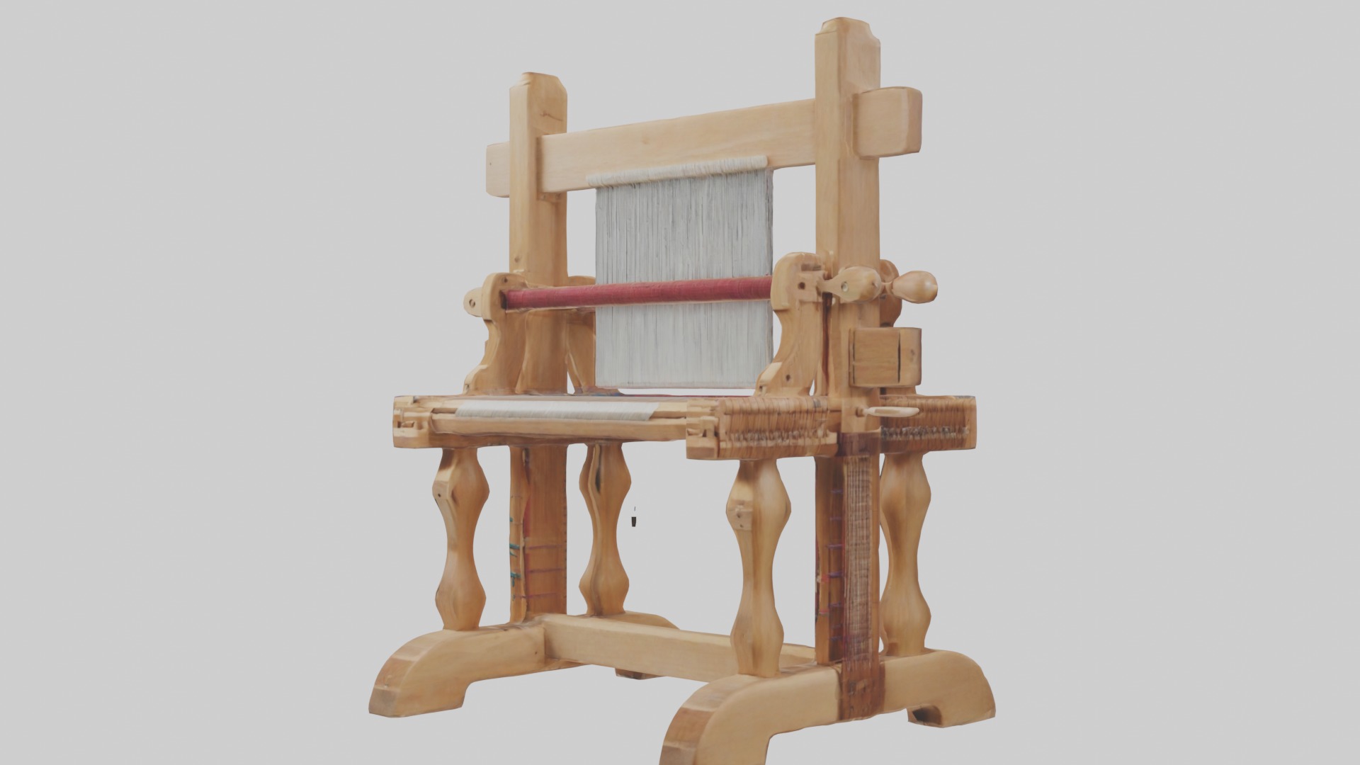 Wooden Weaving Loom Low-poly 3D model_4