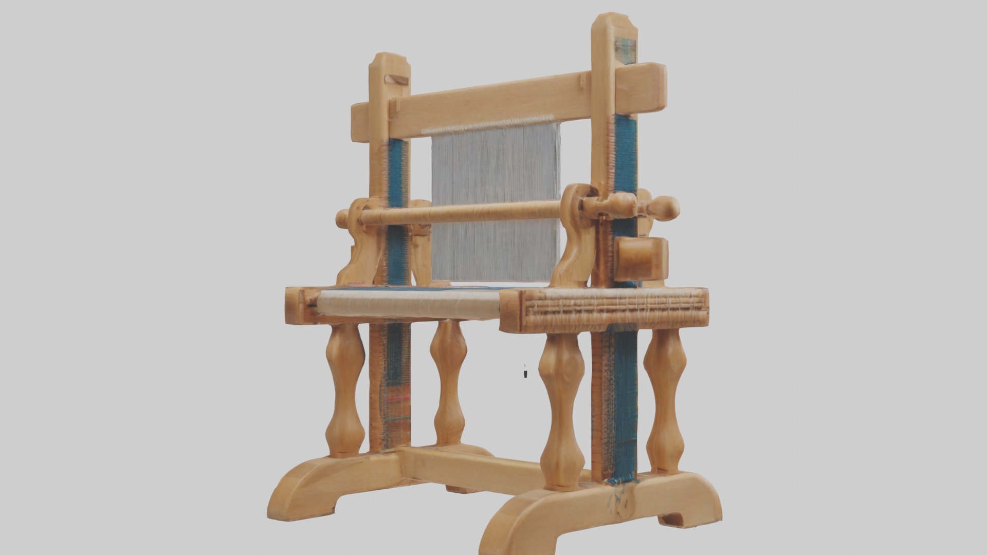 Wooden Weaving Loom Low-poly 3D model_2