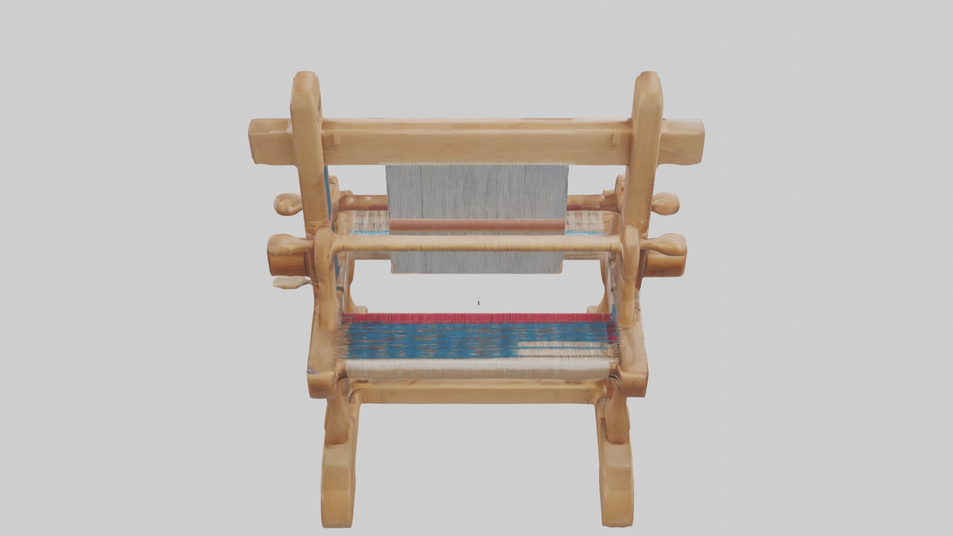 Wooden Weaving Loom Low-poly 3D model_9