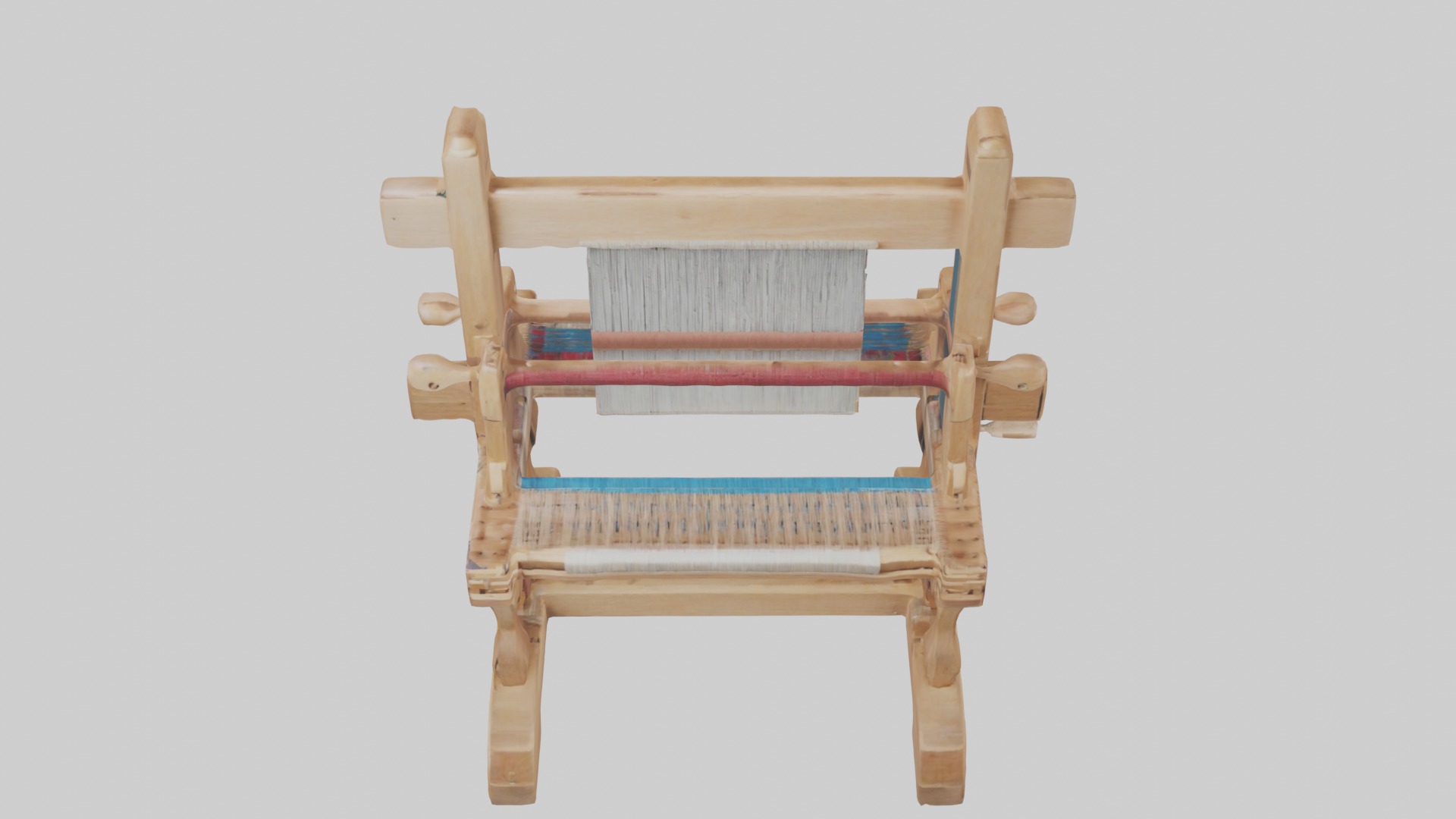 Wooden Weaving Loom Low-poly 3D model_10