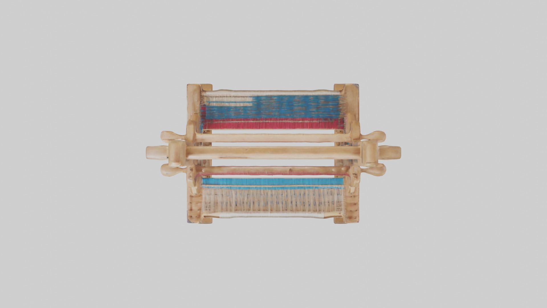 Wooden Weaving Loom Low-poly 3D model_8