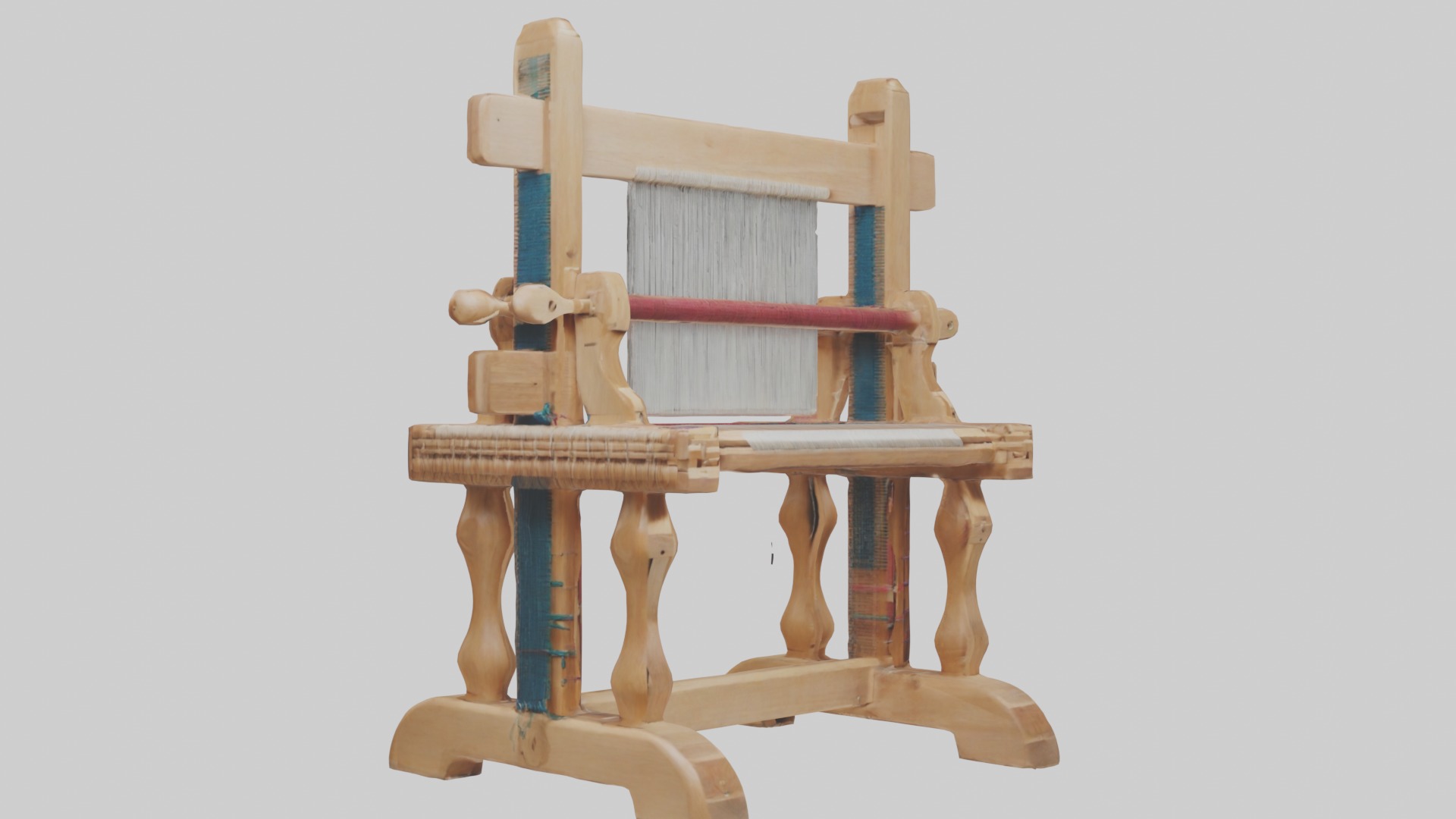 Wooden Weaving Loom Low-poly 3D model_5