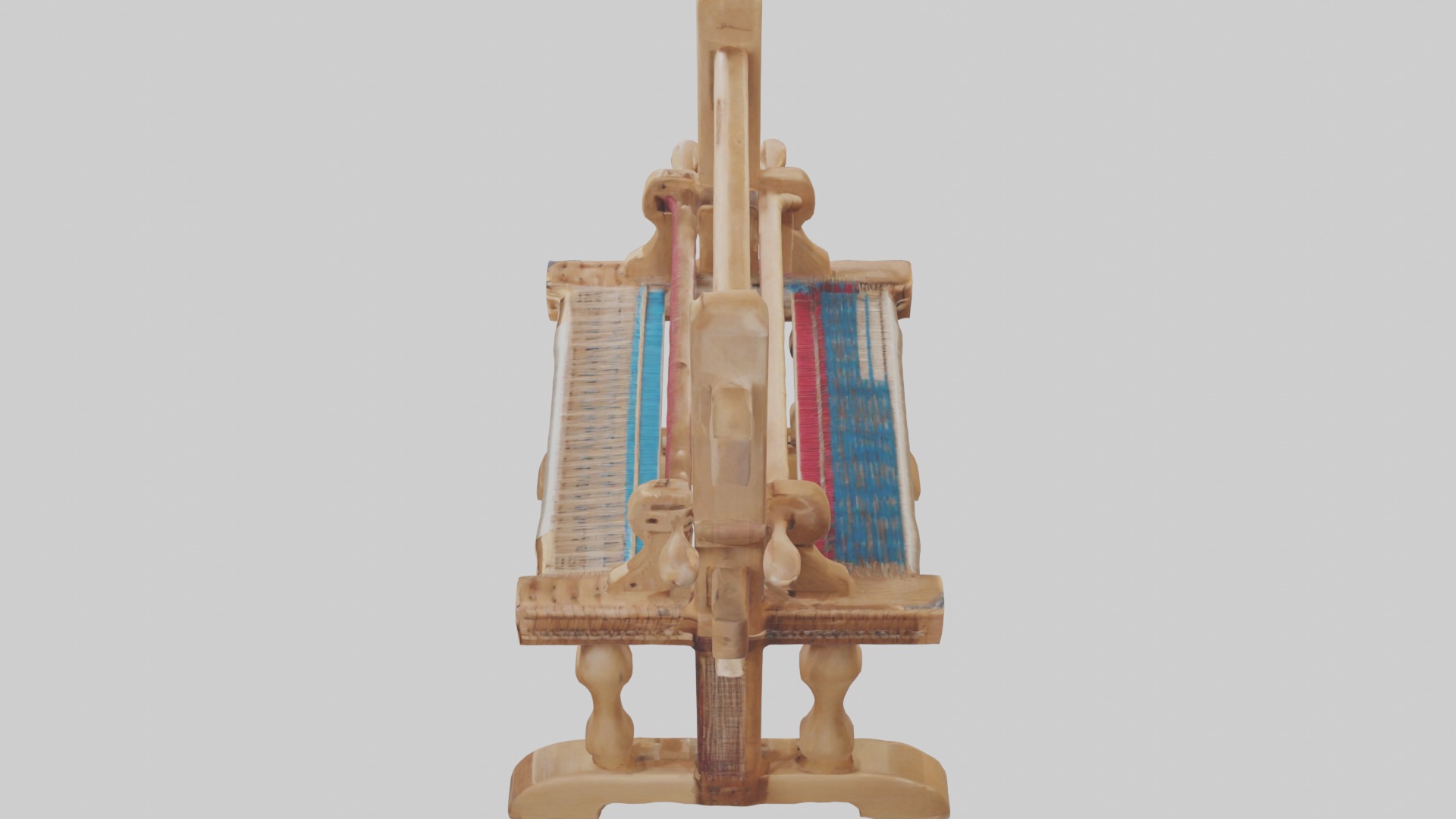 Wooden Weaving Loom Low-poly 3D model_11