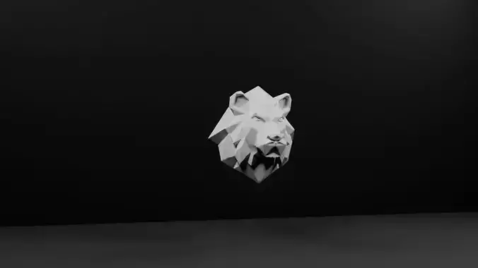 Lion Head Scupture 3D Model-2