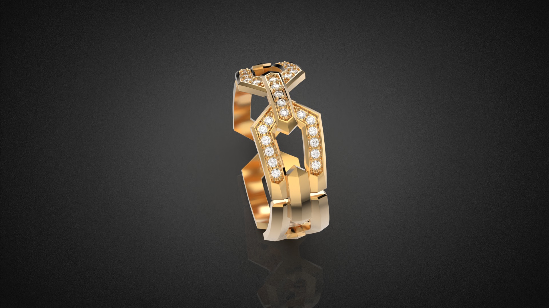 Wedding Chains ring all sizes R49 3D print model_7