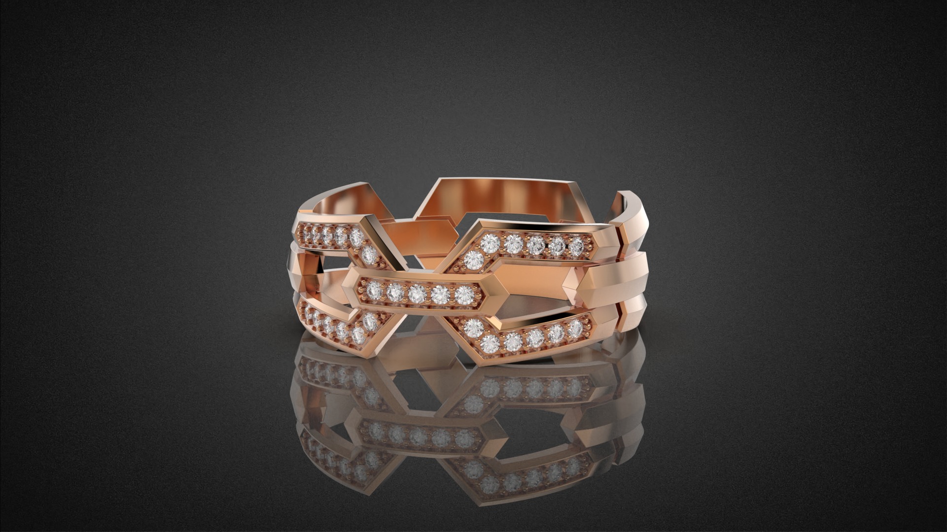 Wedding Chains ring all sizes R49 3D print model_17