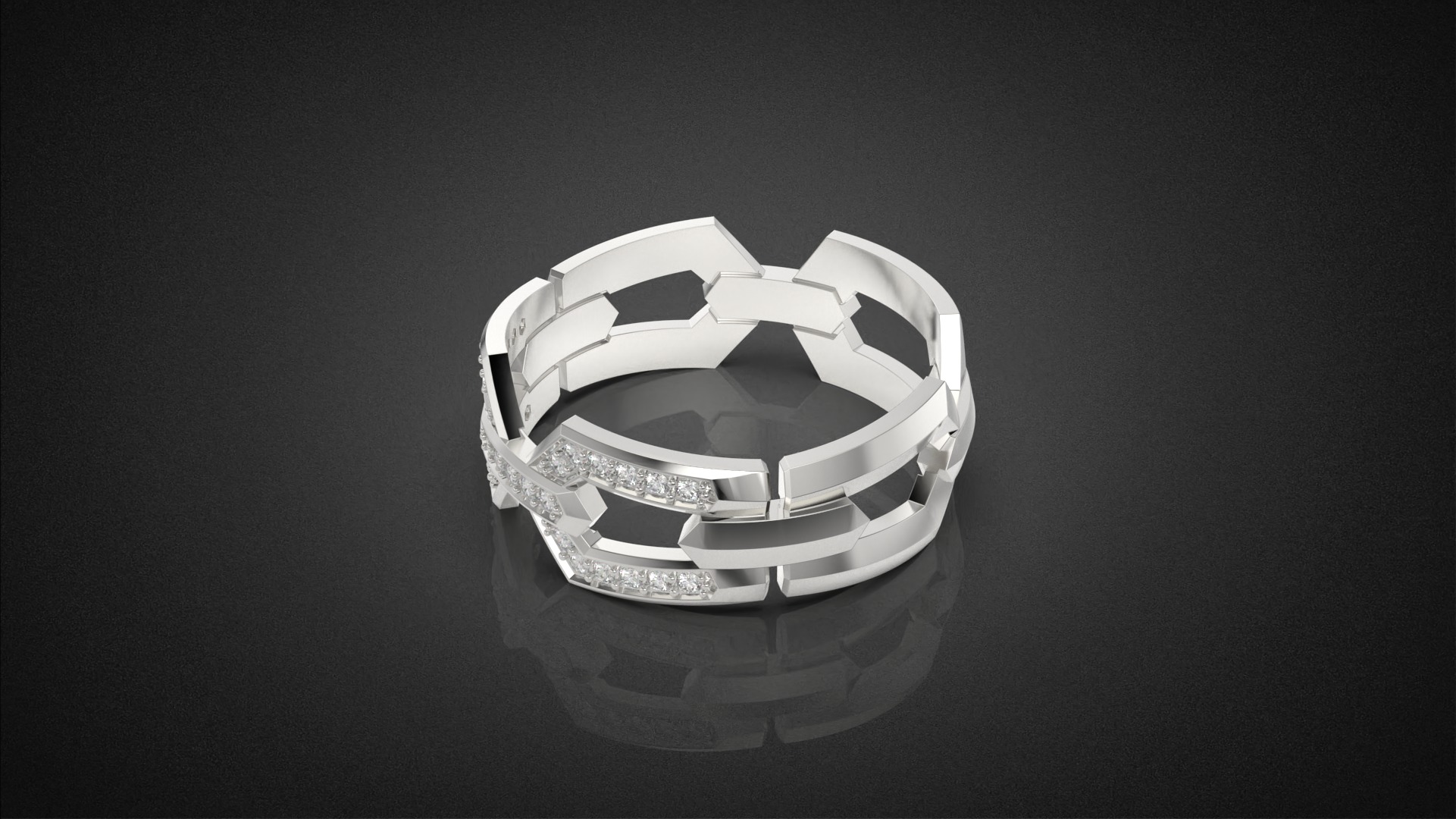 Wedding Chains ring all sizes R49 3D print model_11