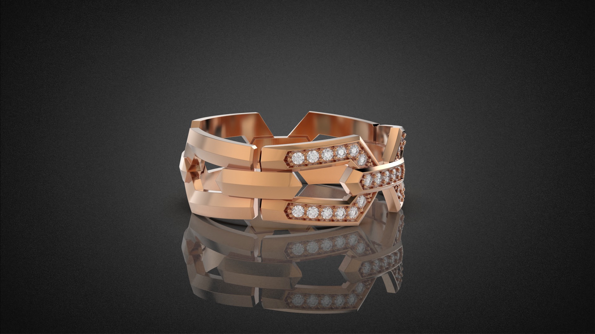 Wedding Chains ring all sizes R49 3D print model_21