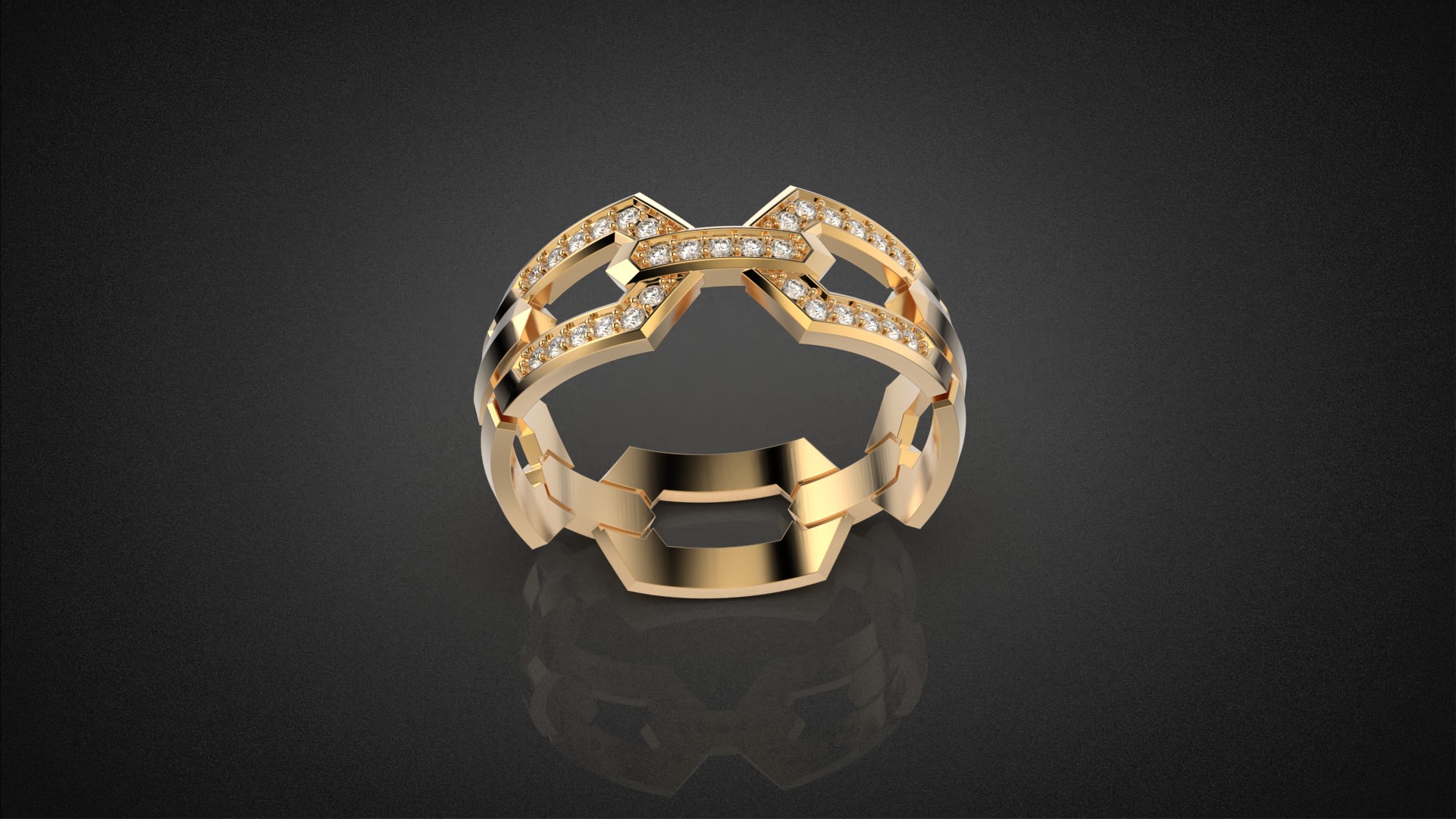 Wedding Chains ring all sizes R49 3D print model_5