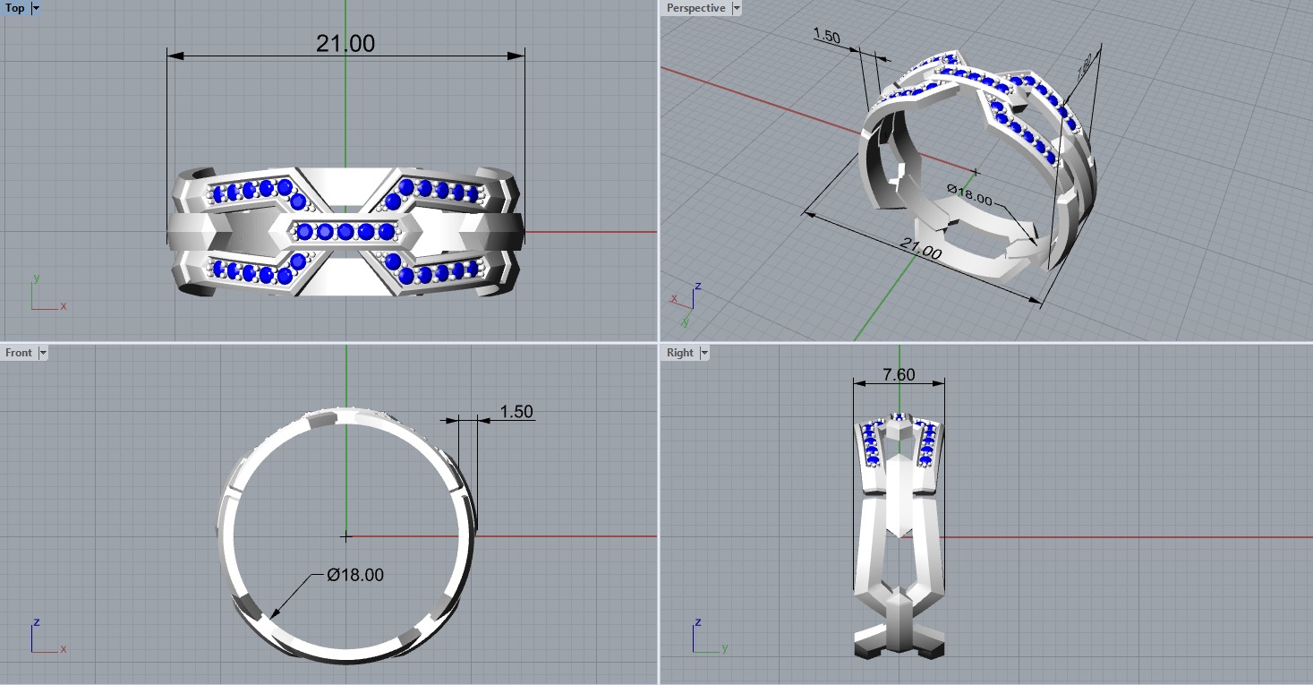 Wedding Chains ring all sizes R49 3D print model_2