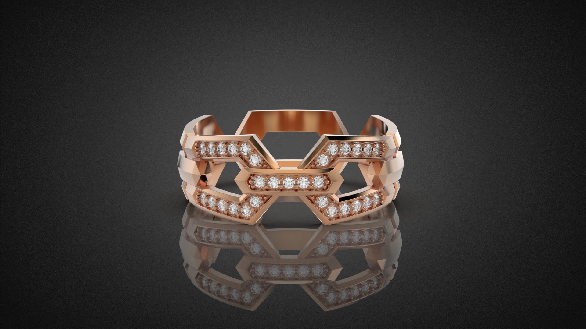 Wedding Chains ring all sizes R49 3D print model_22