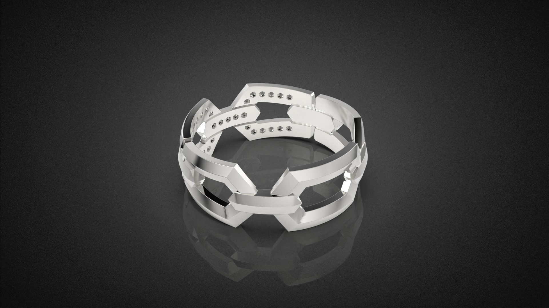 Wedding Chains ring all sizes R49 3D print model_13