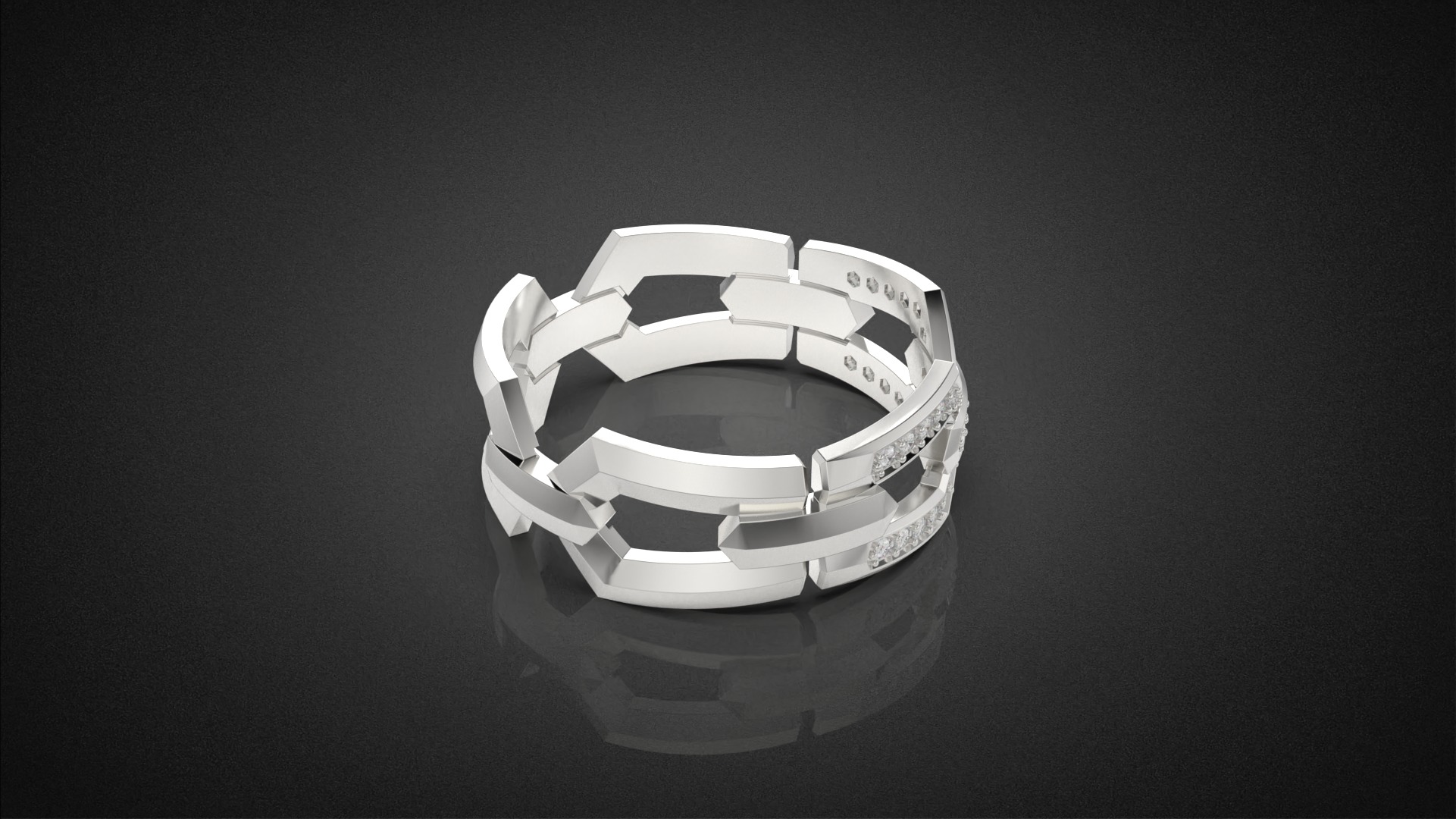 Wedding Chains ring all sizes R49 3D print model_15