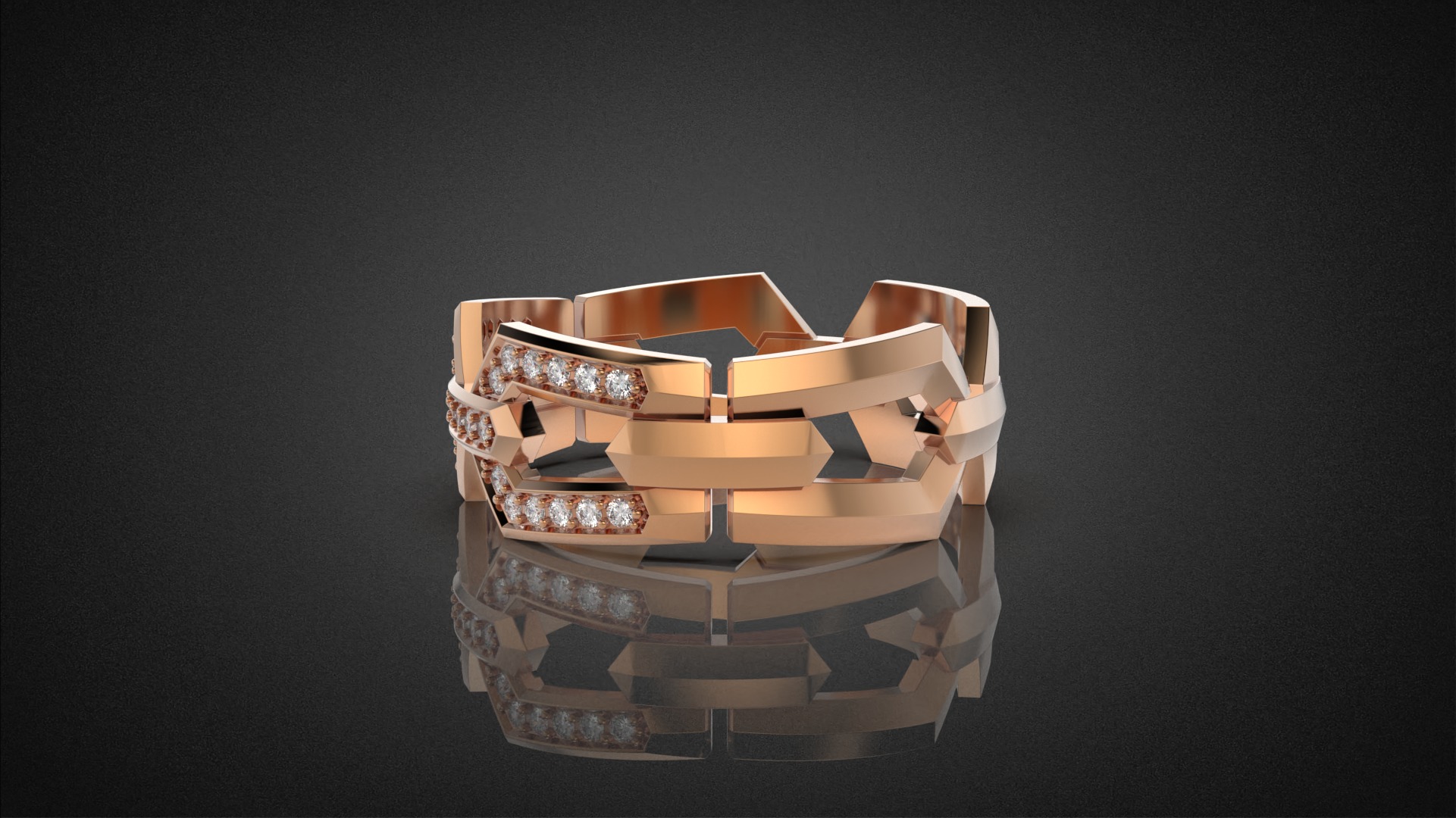 Wedding Chains ring all sizes R49 3D print model_18