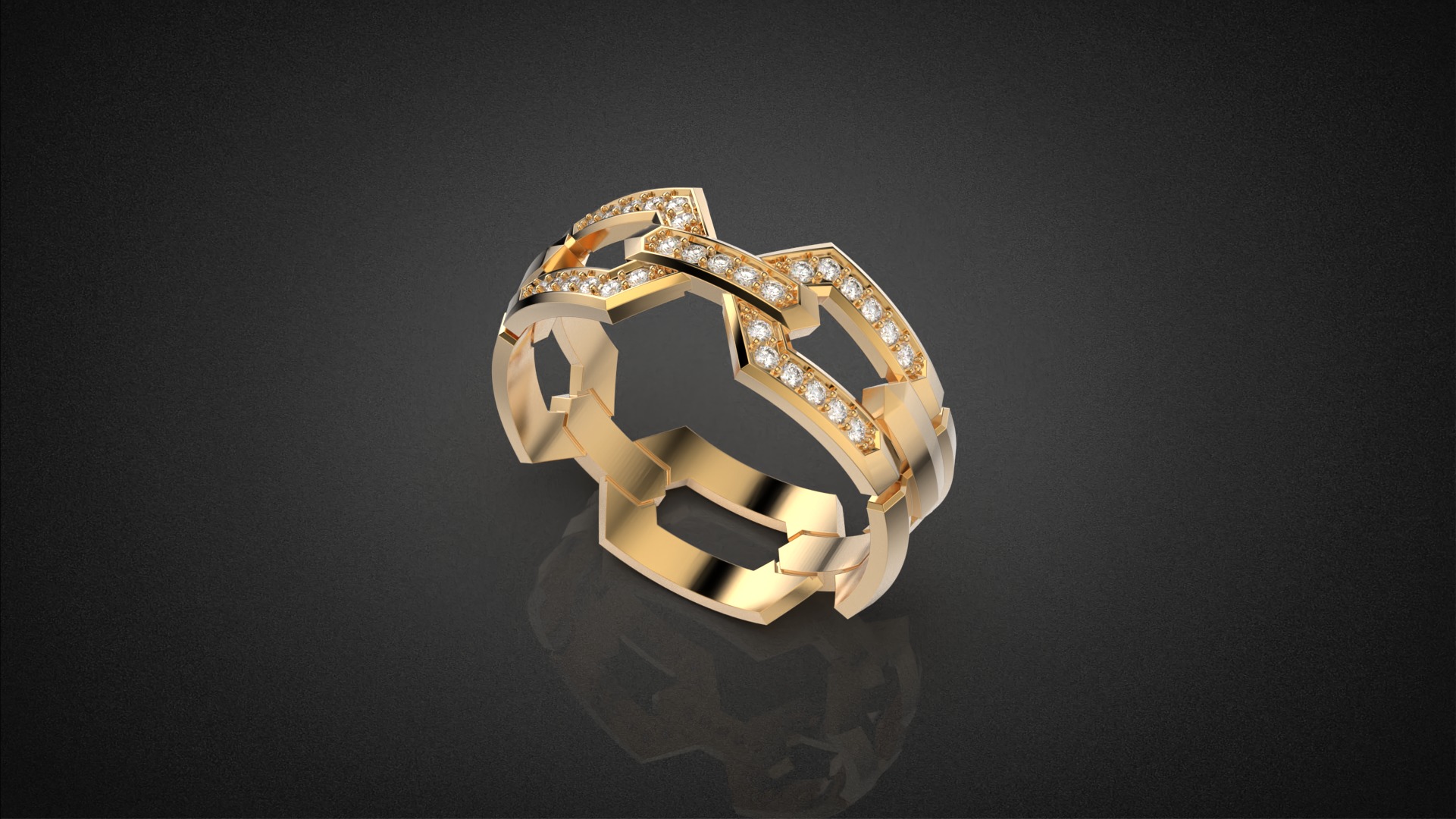 Wedding Chains ring all sizes R49 3D print model_6