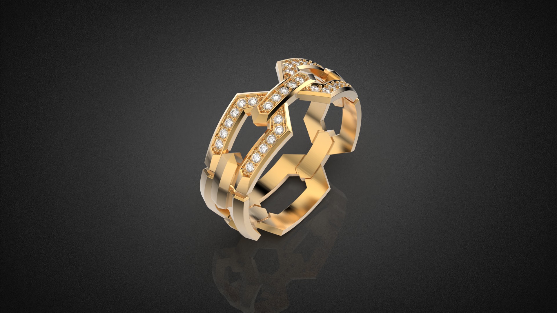 Wedding Chains ring all sizes R49 3D print model_8