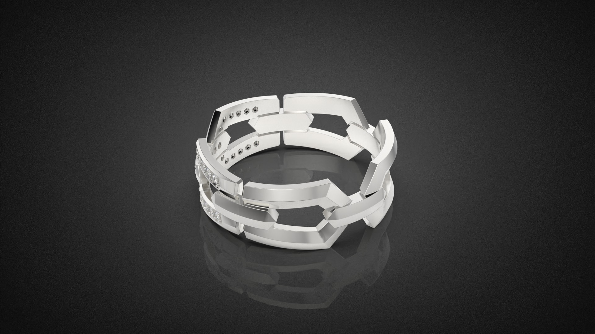 Wedding Chains ring all sizes R49 3D print model_12