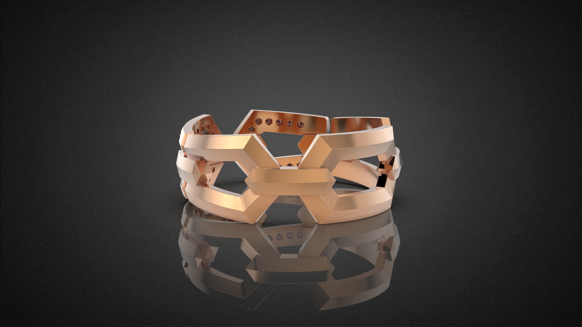 Wedding Chains ring all sizes R49 3D print model_19