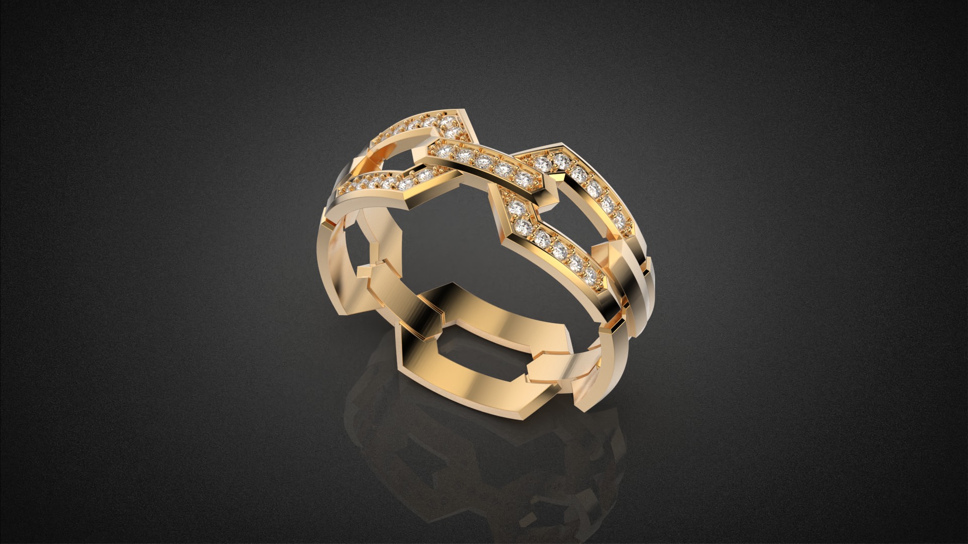 Wedding Chains ring all sizes R49 3D print model_9
