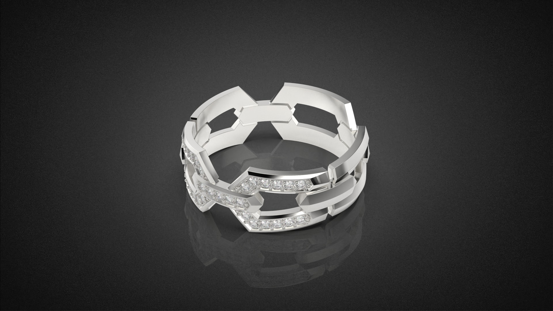 Wedding Chains ring all sizes R49 3D print model_10