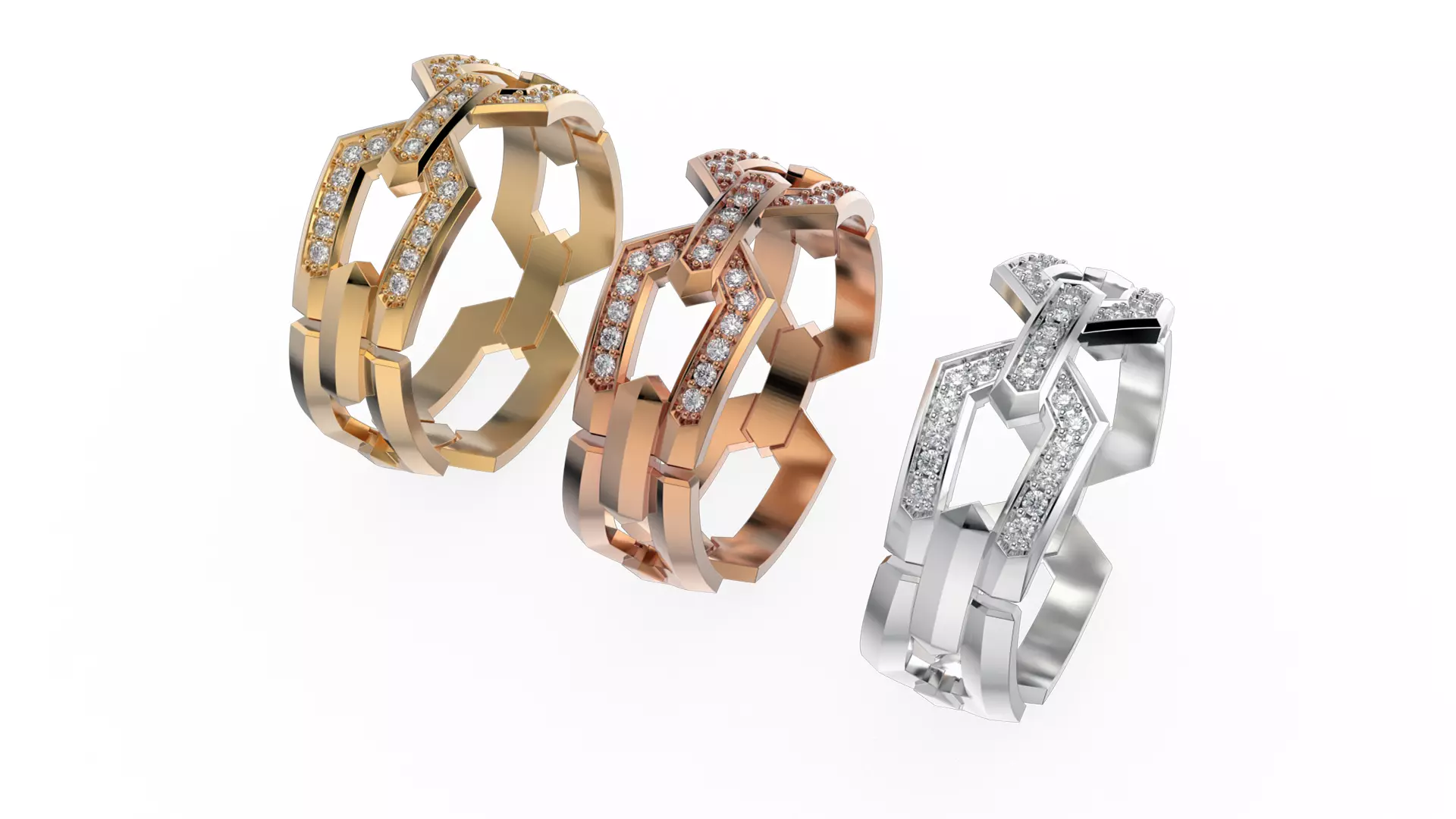 Wedding Chains ring all sizes R49 3D print model_0