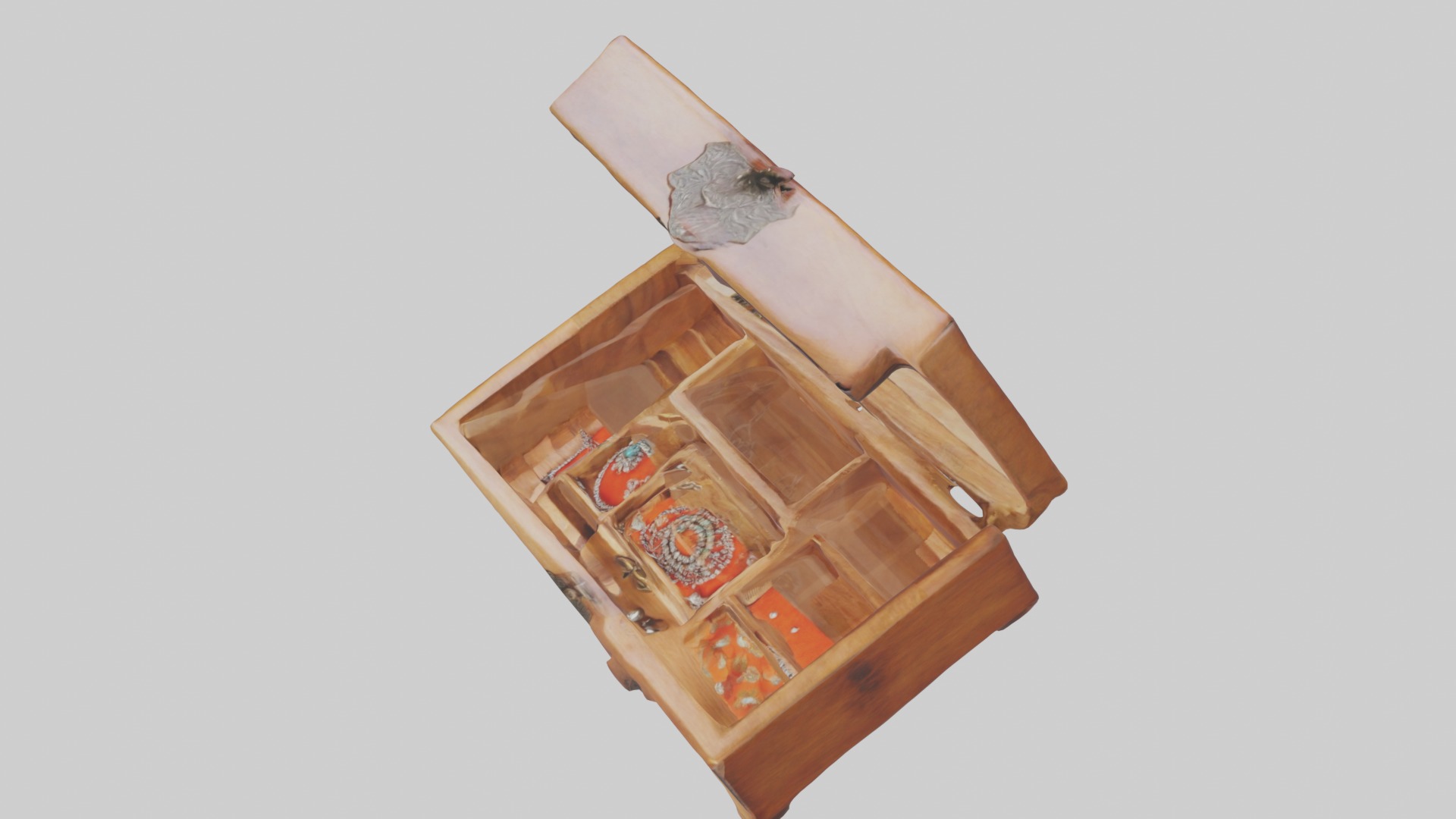 Wooden jewelry box Low-poly 3D model_11