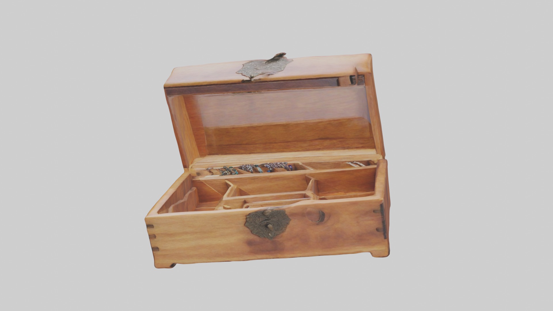 Wooden jewelry box Low-poly 3D model_4