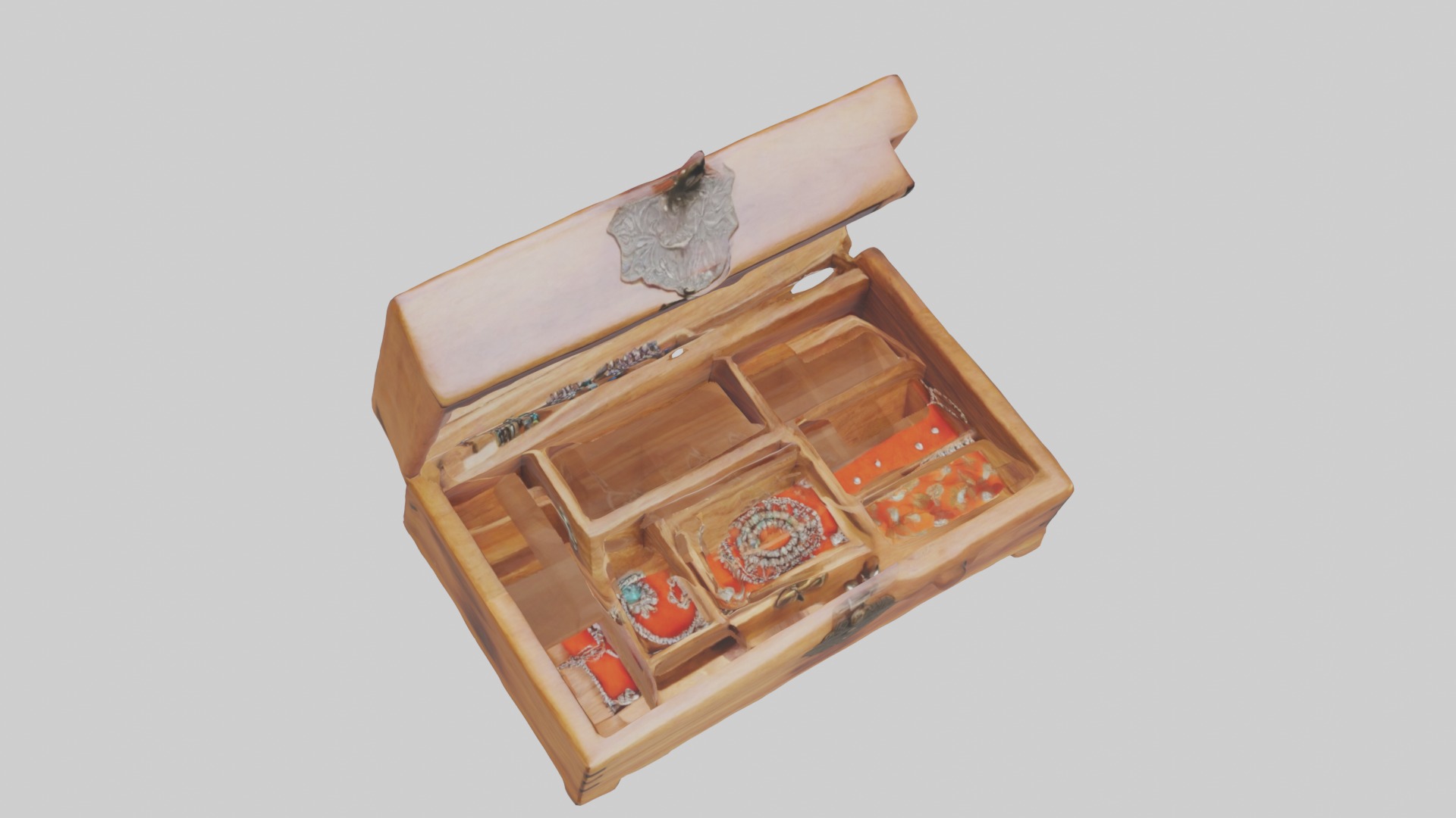 Wooden jewelry box Low-poly 3D model_10