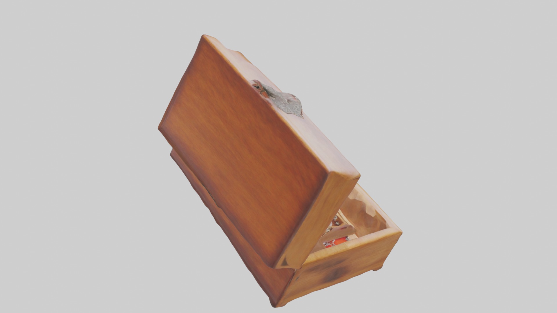 Wooden jewelry box Low-poly 3D model_12