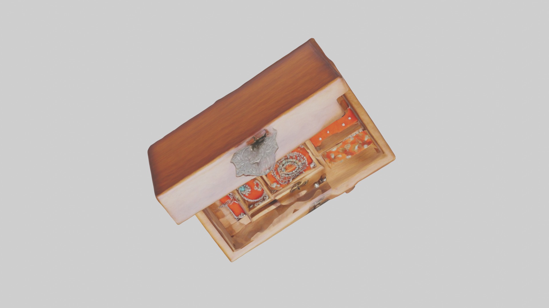 Wooden jewelry box Low-poly 3D model_8