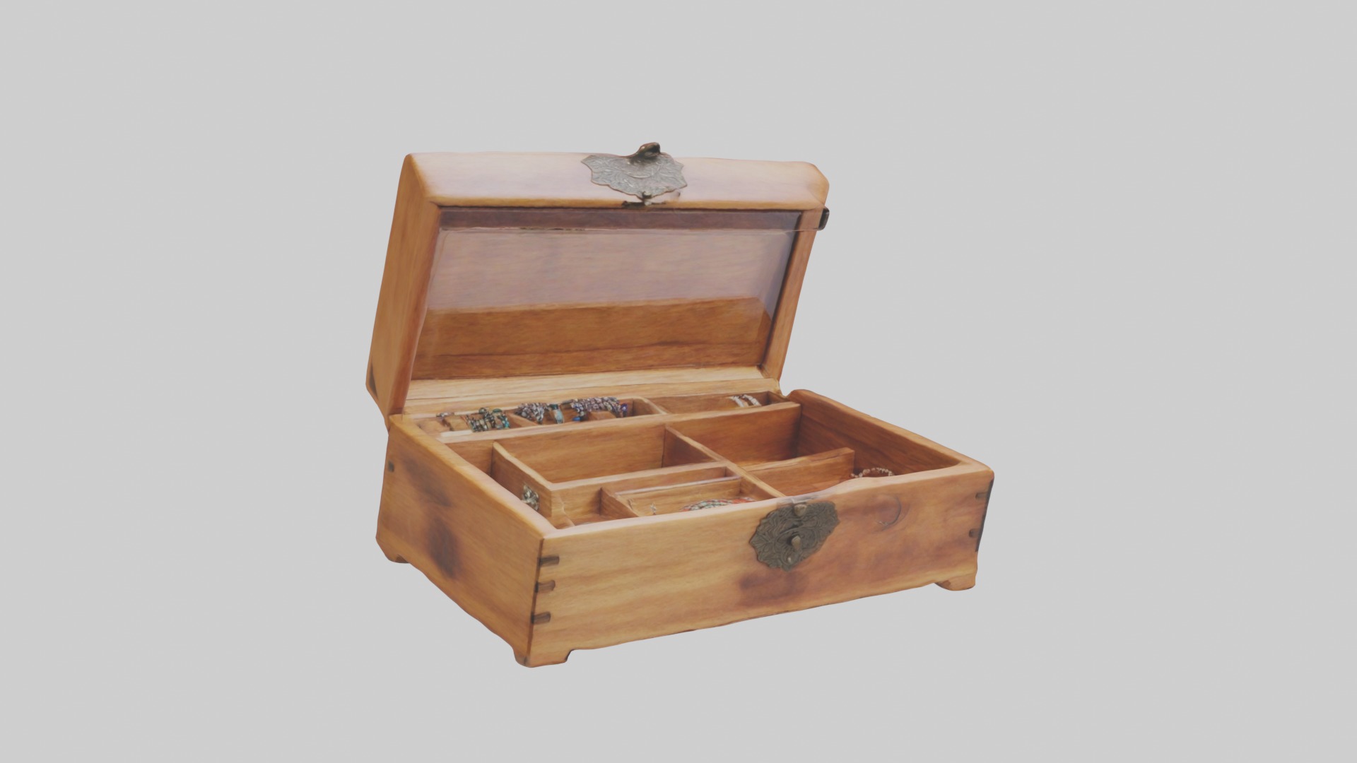 Wooden jewelry box Low-poly 3D model_3