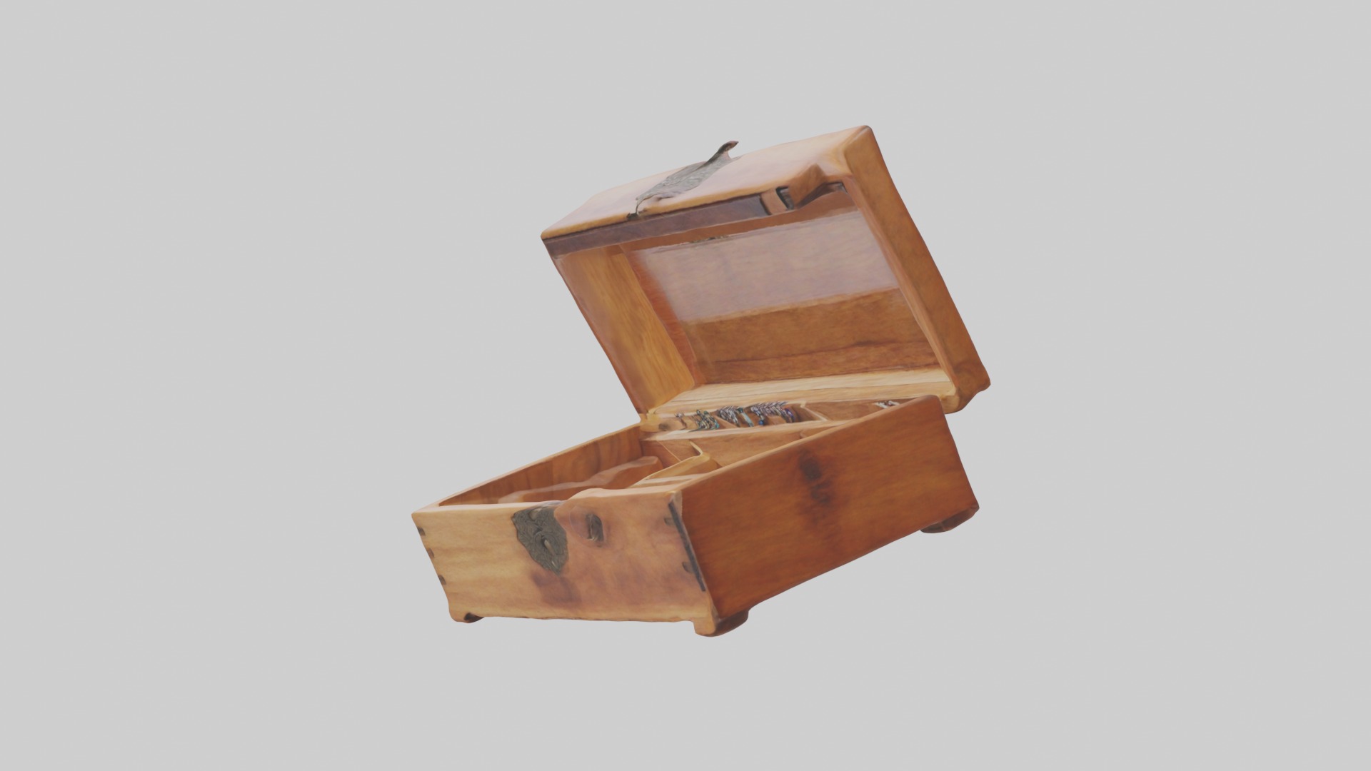 Wooden jewelry box Low-poly 3D model_6