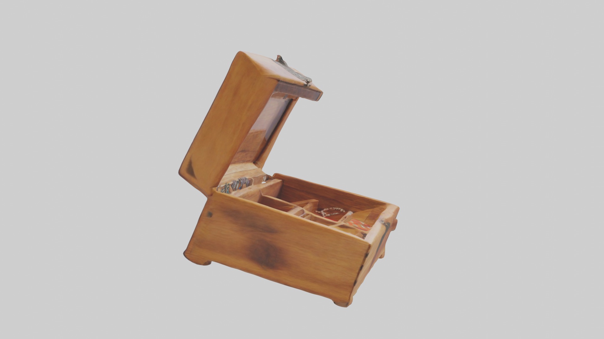 Wooden jewelry box Low-poly 3D model_5