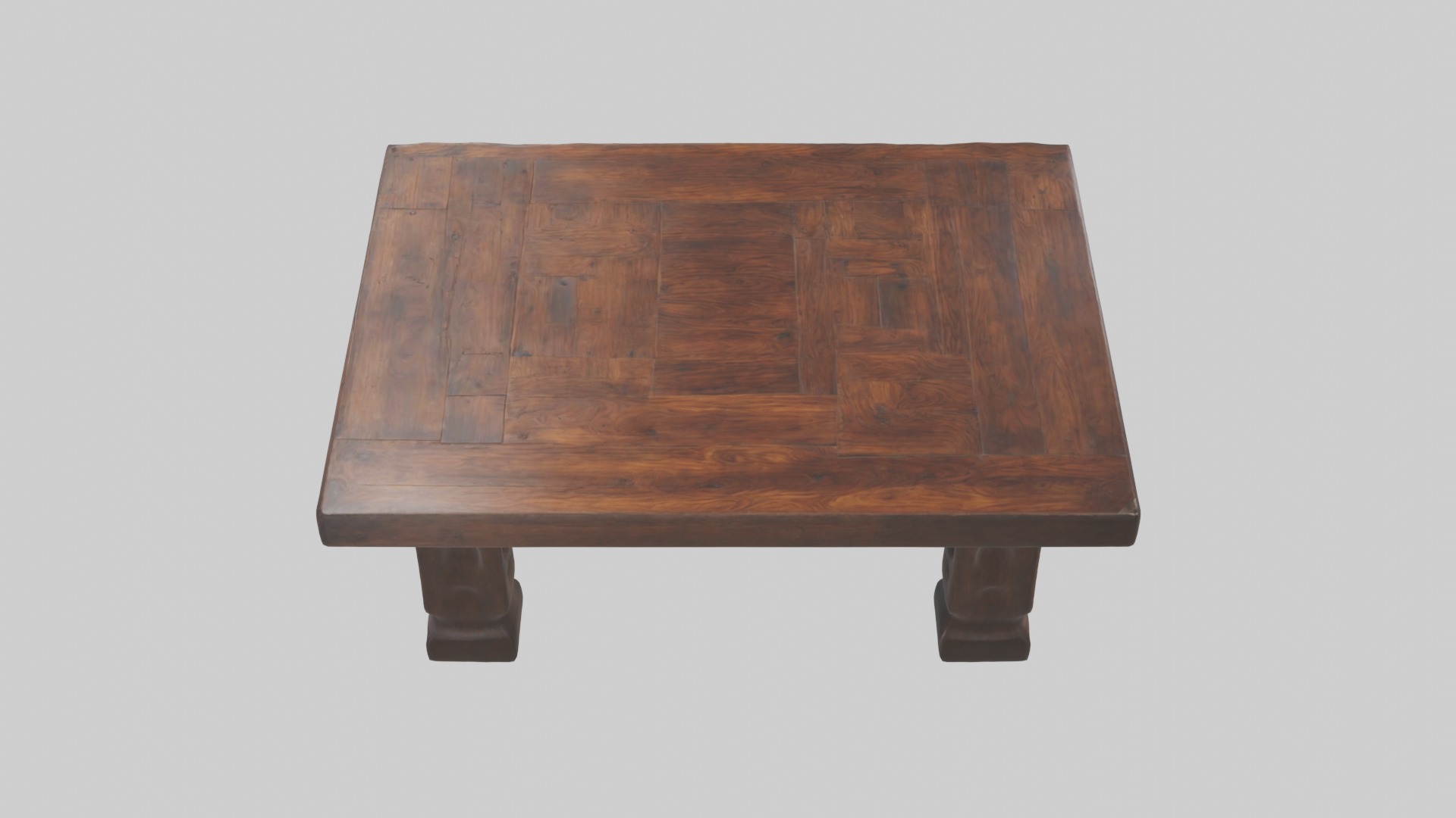 Wooden coffee table Low-poly 3D model_9