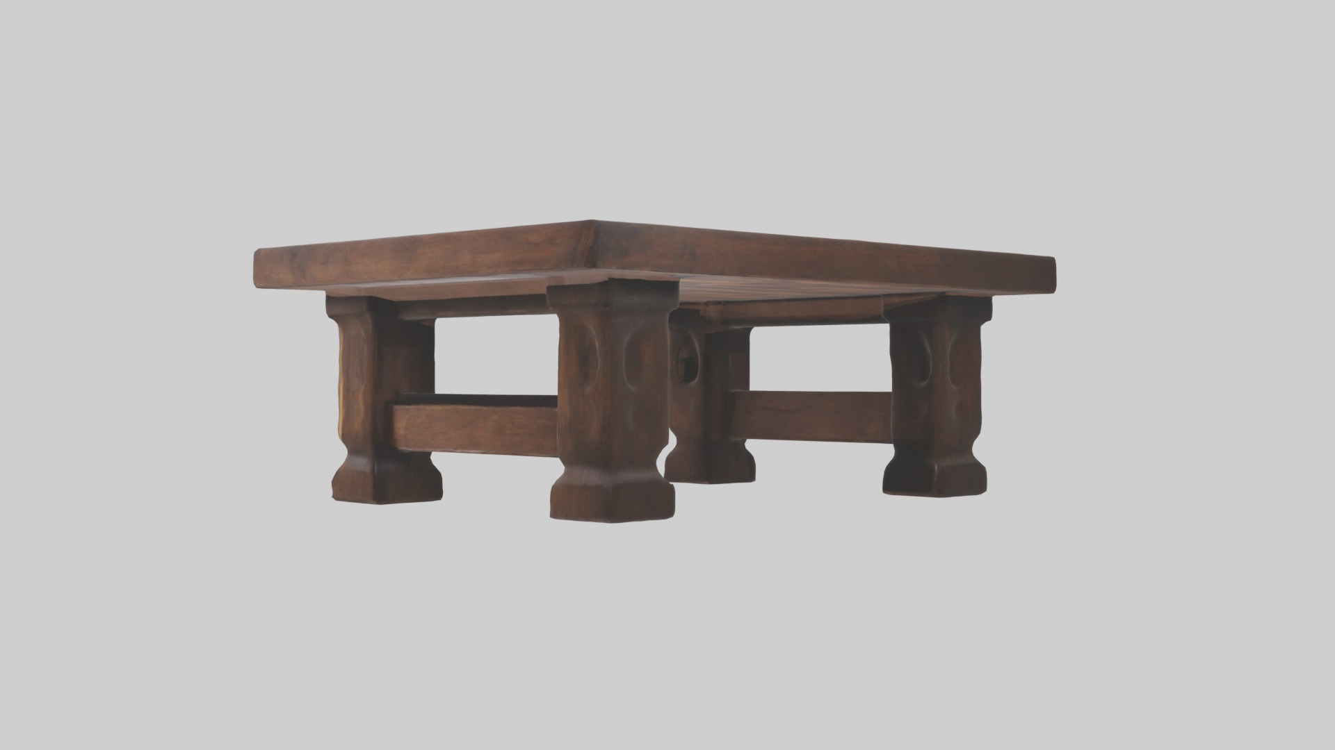 Wooden coffee table Low-poly 3D model_1