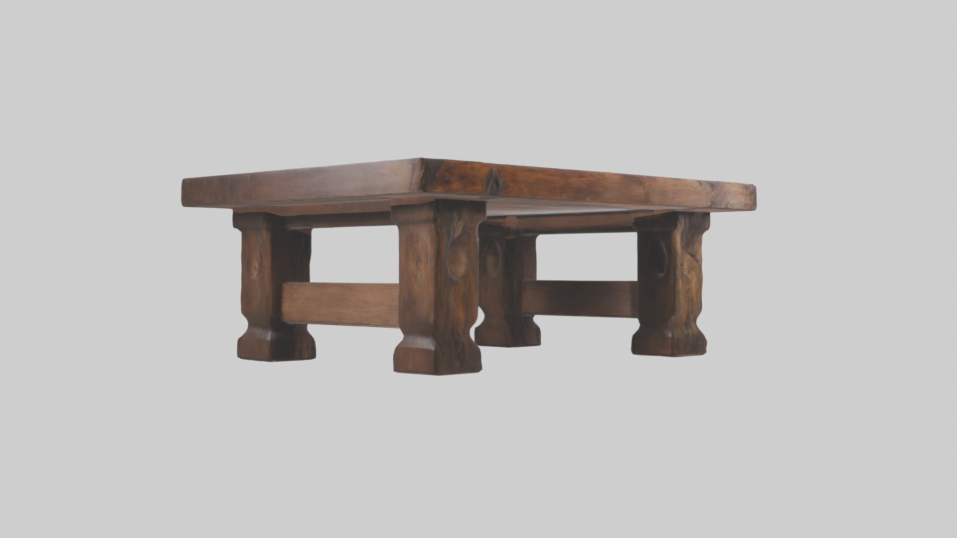 Wooden coffee table Low-poly 3D model_5