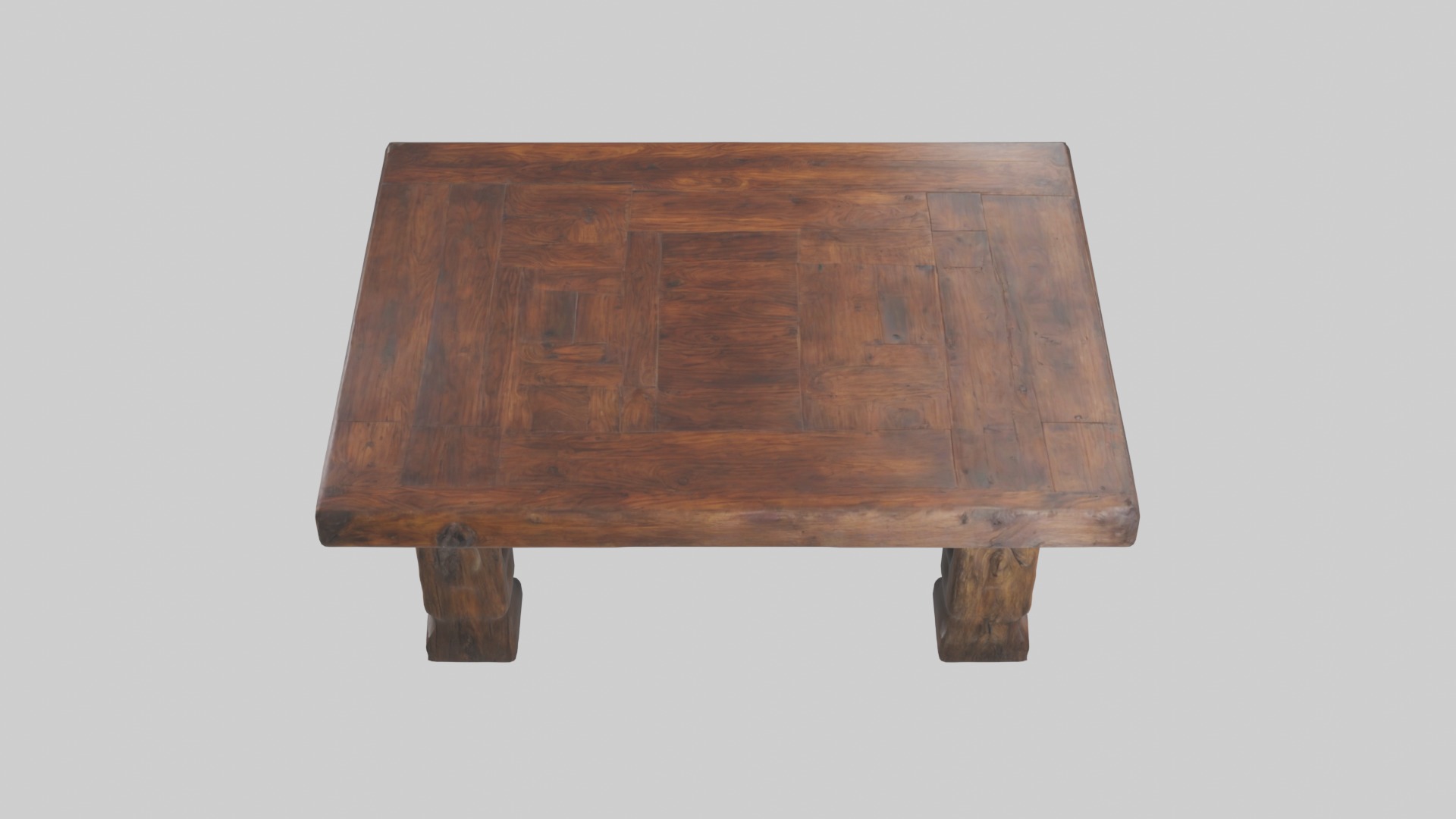 Wooden coffee table Low-poly 3D model_10