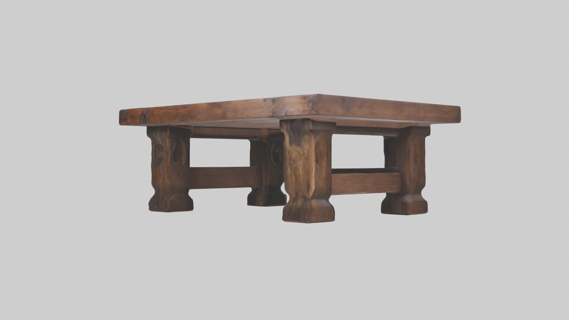 Wooden coffee table Low-poly 3D model_4