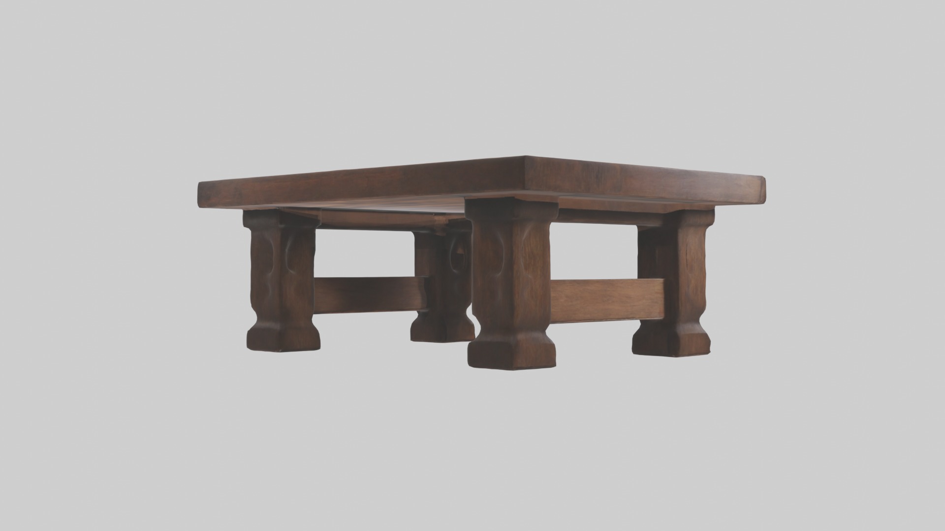 Wooden coffee table Low-poly 3D model_2