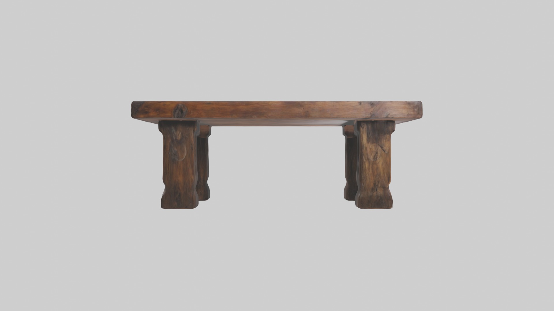 Wooden coffee table Low-poly 3D model_3