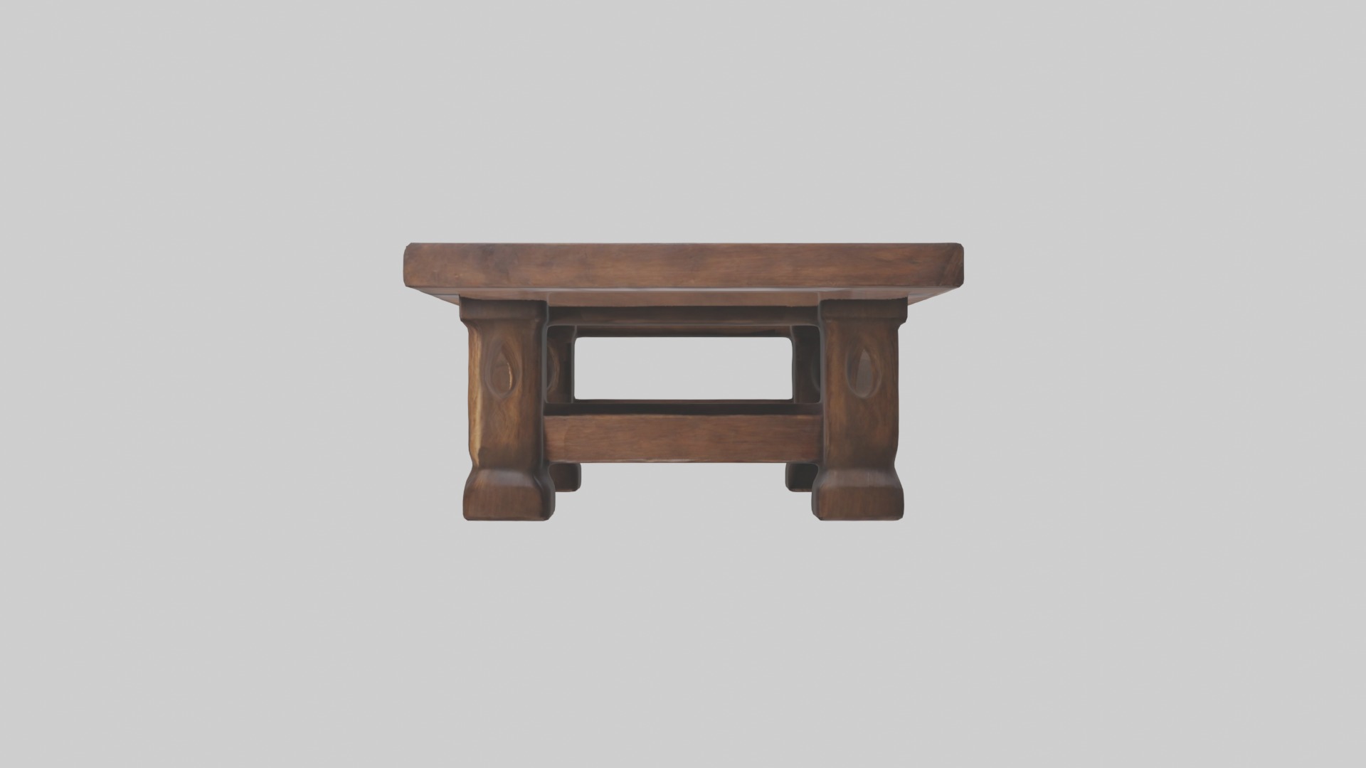 Wooden coffee table Low-poly 3D model_6