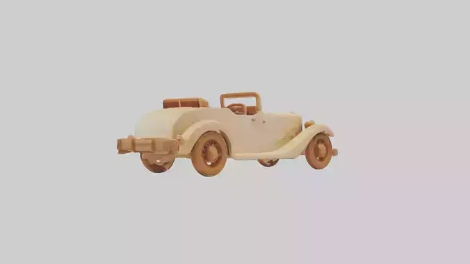 Wooden Car Model Low-poly 3D model