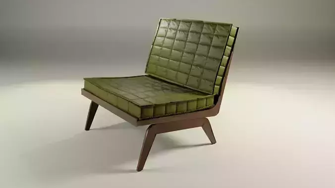 Wooden chair with cushion low-poly 3D model