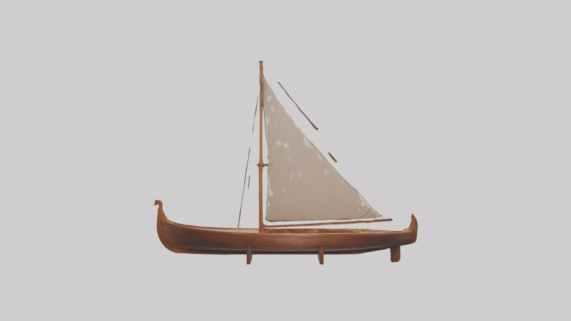 Wooden Boat Low-poly 3D model_0