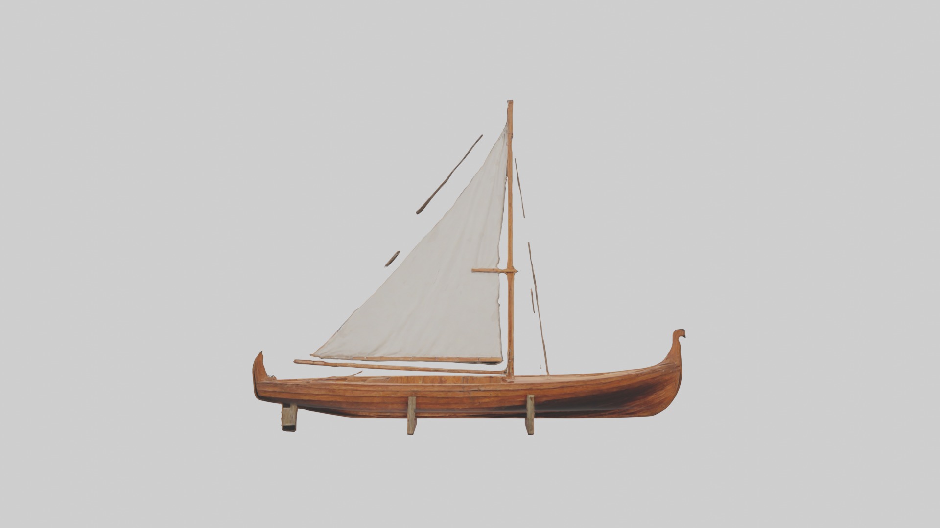 Wooden Boat Low-poly 3D model_3