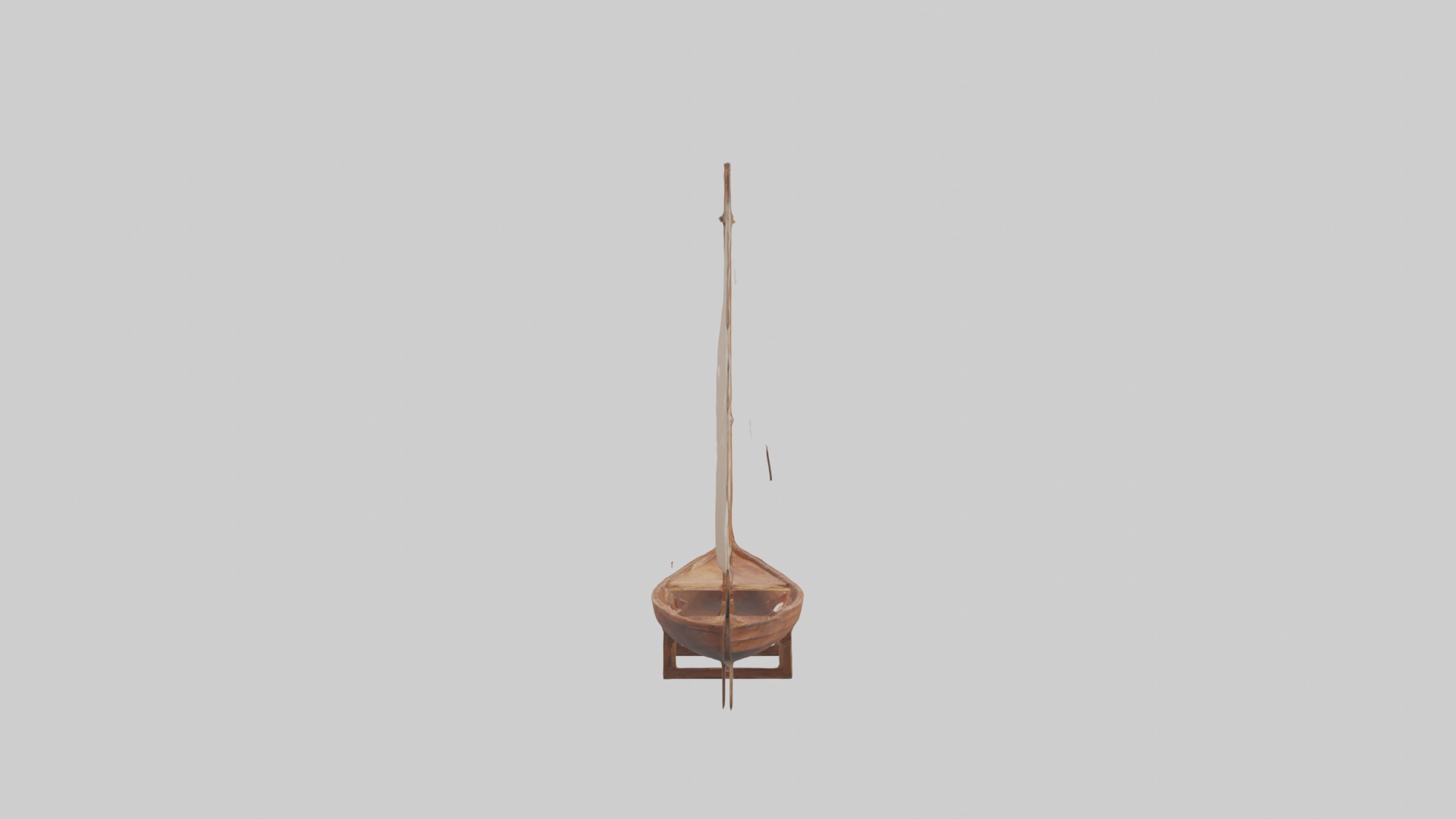 Wooden Boat Low-poly 3D model_7