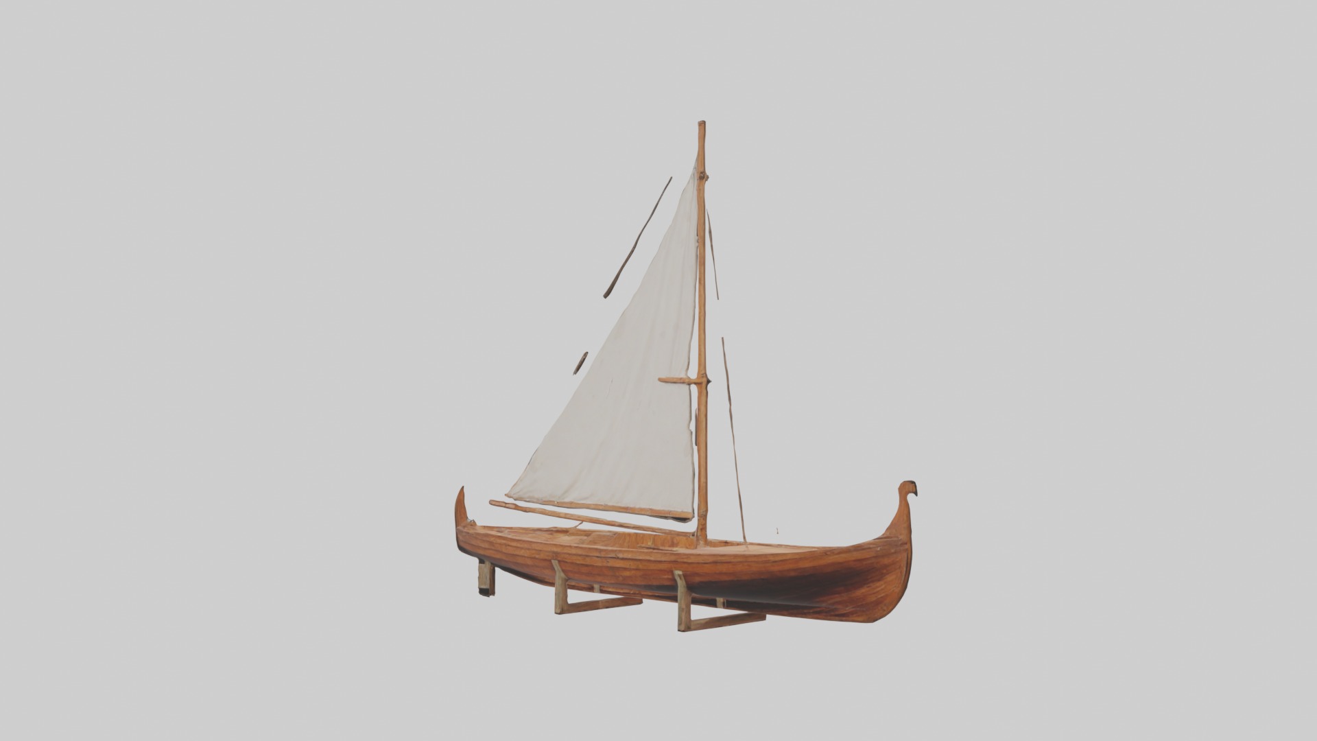 Wooden Boat Low-poly 3D model_4